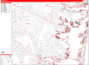 Toms River  Wall Map Red Line Style